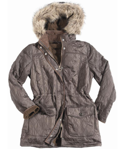 Womens Barbour Esk Polarquilt Parka Jacket - Brown