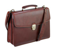 Tony Perotti Italian leather two gusset briefcase TP-8008Brn - Brown