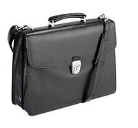 Tony Perotti Italian leather two gusset briefcase TP-8008Blk - Black