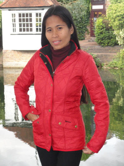 barbour red quilted jacket