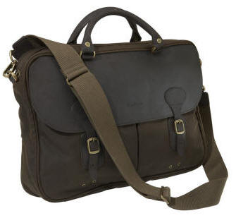 Barbour Wax and Leather Briefcase - Olive