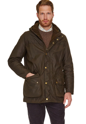 barbour waxed hooded jacket men's