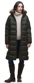 Women's Barbour Marjoram Puffer Jacket - Olive / Classic Tartan