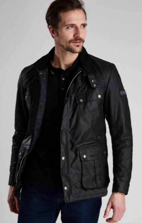 barbour international duke wax jacket brown