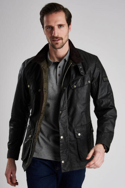 barbour international duke wax jacket bark