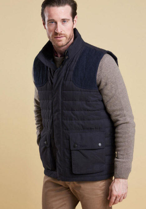 barbour navy gilet mens