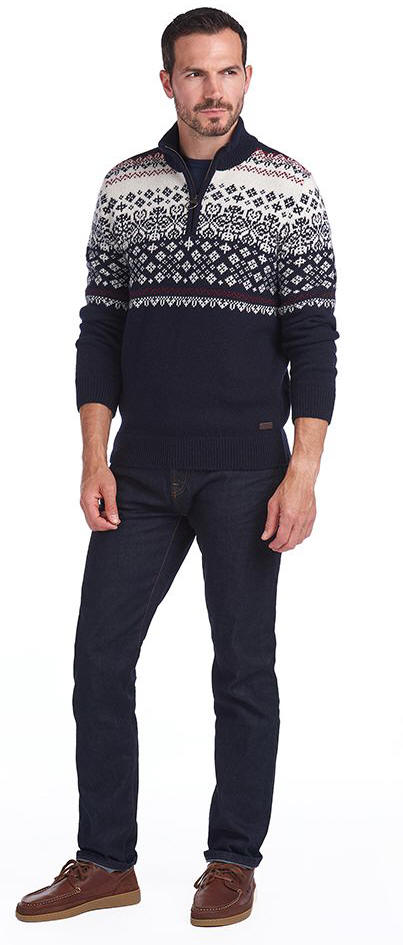 Barbour Mens Fairisle Knit Jumper Navy - LKN1255NY91 | Red Rae Town ...