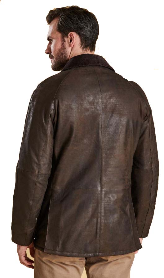 barbour brown leather jacket