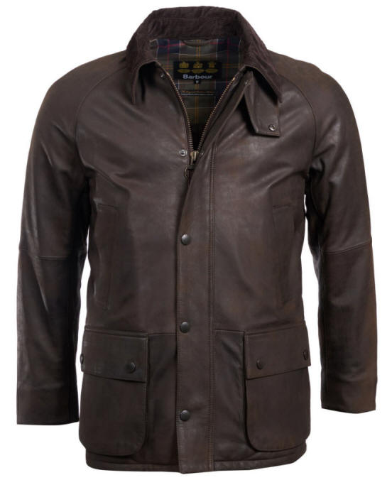 barbour brown leather jacket