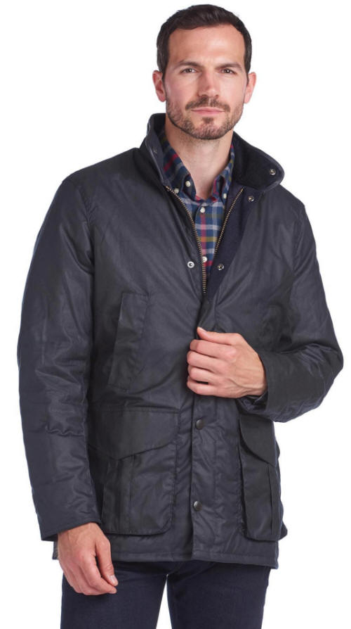 mens navy barbour wax jacket