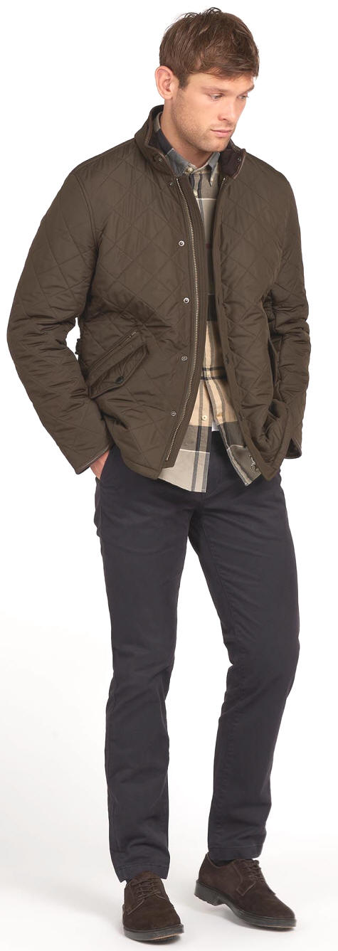 Barbour Powell Quilted Jacket, Olive at John Lewis & Partners