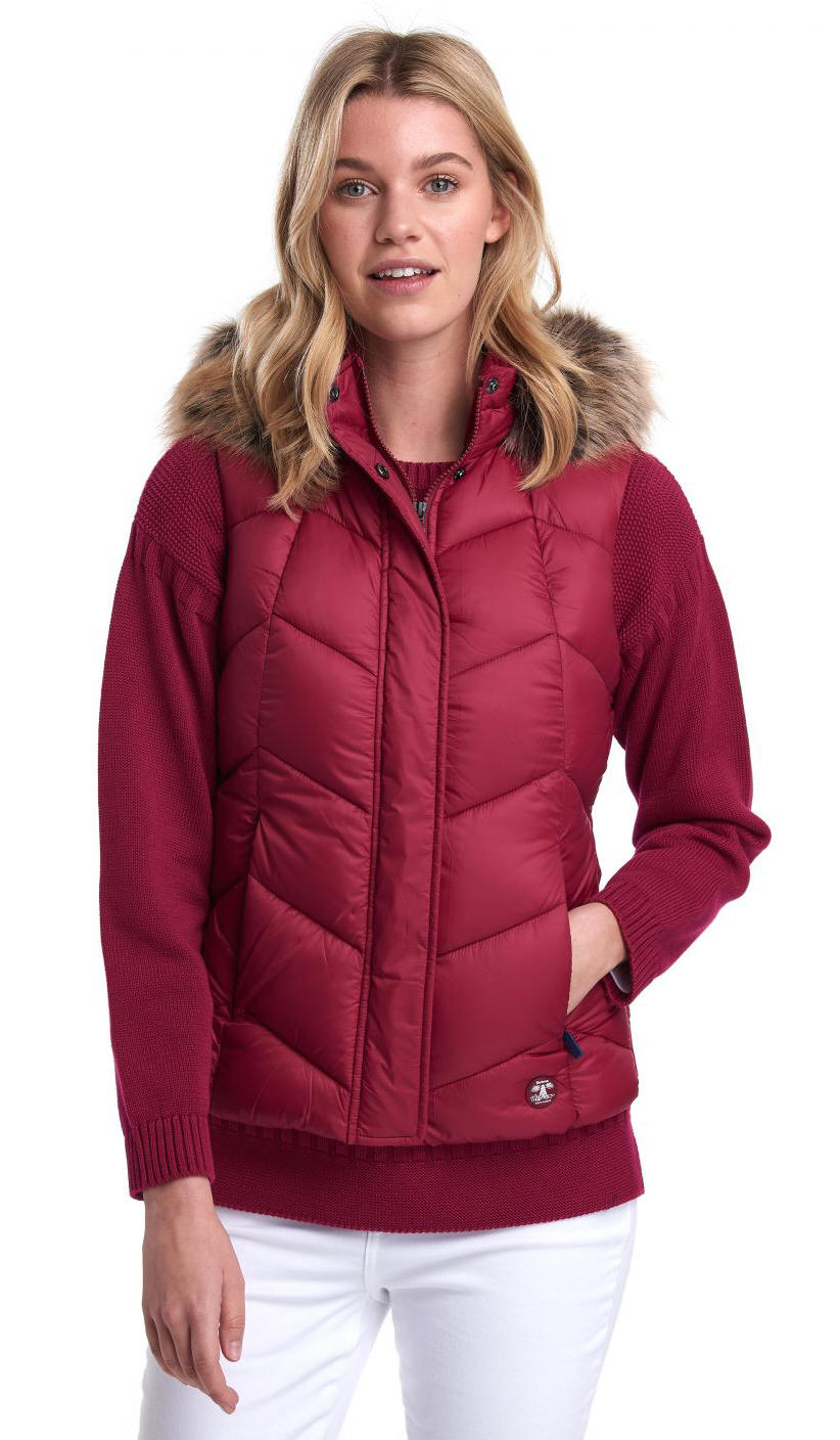 Barbour Womens Downhall Quilt Gilet Pink LGI0027PI54 Red Rae