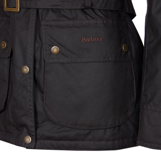 Barbour Womens Montgomery Wax Jacket Black LWX1078BK71 Red Rae