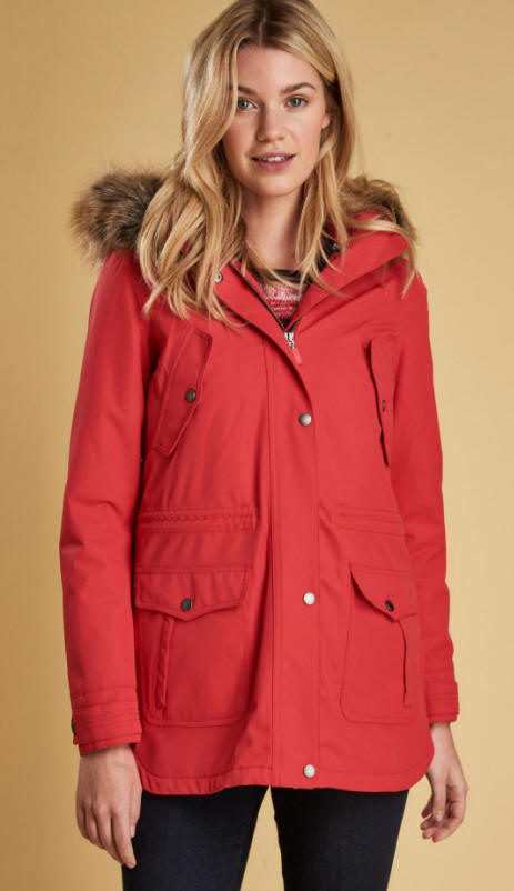 barbour stronsay jacket red