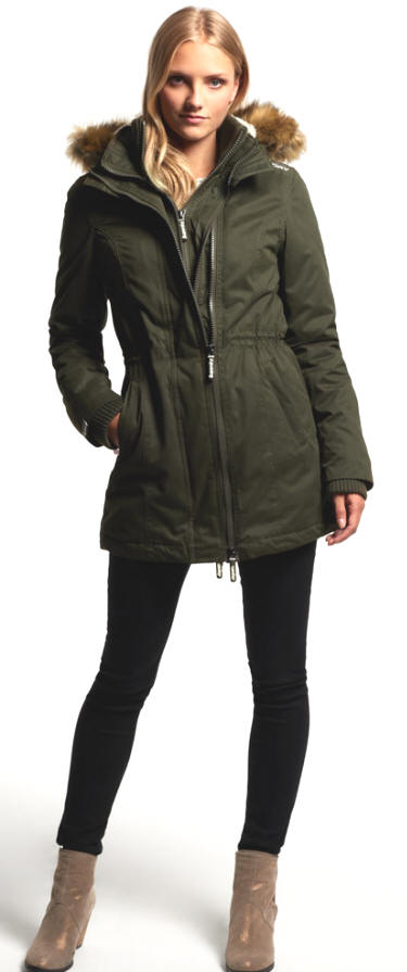 Superdry Ladies Womens Tall Windparka Army Green - Red Rae Town & Country
