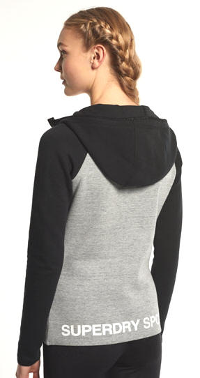 Superdry Women's Gym Tech Hoodie Light Grey Slub/Bla - Red Rae Town &  Country