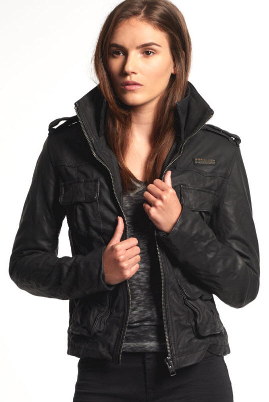 Superdry Womens Megan Track Slim Jacket - Black Red Rae Town & Country