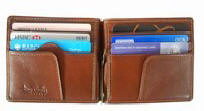 Tony Perotti Italian leather clip credit card wallet TP-2312Brn - Brown