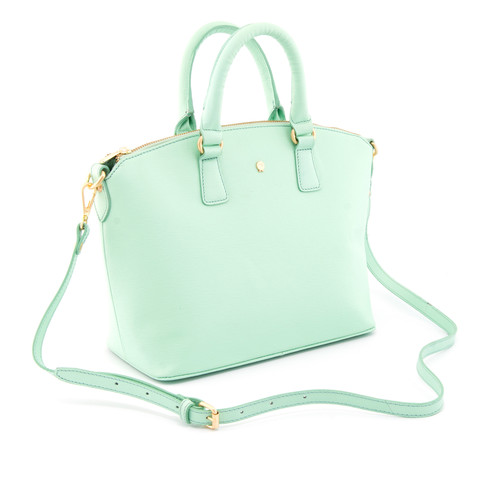 Yoshi Ladies Calloway Mint Green Cross Grain Leather Tote Bag