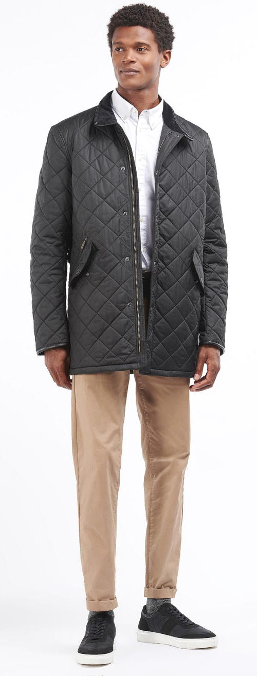 Barbour Long Powell Quilted Jacket Black MQU1437BK11