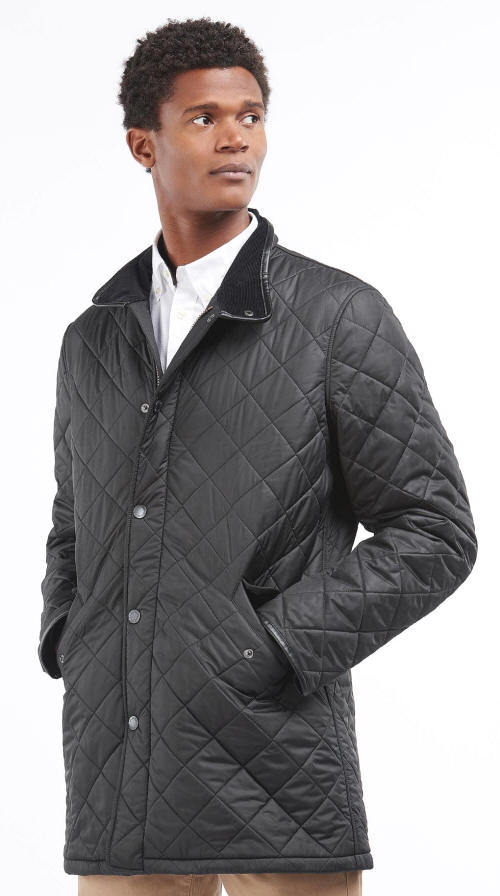 Barbour Long Powell Quilted Jacket Black MQU1437BK11