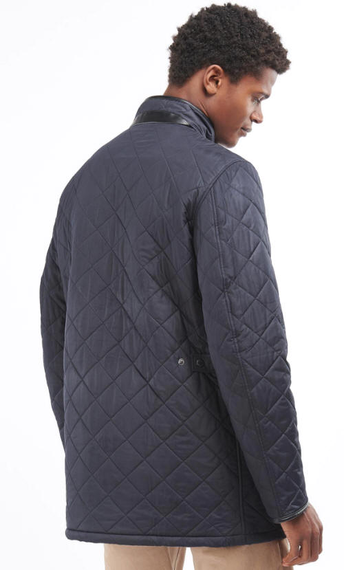 Barbour Long Powell Quilted Jacket Navy MQU1437NY71