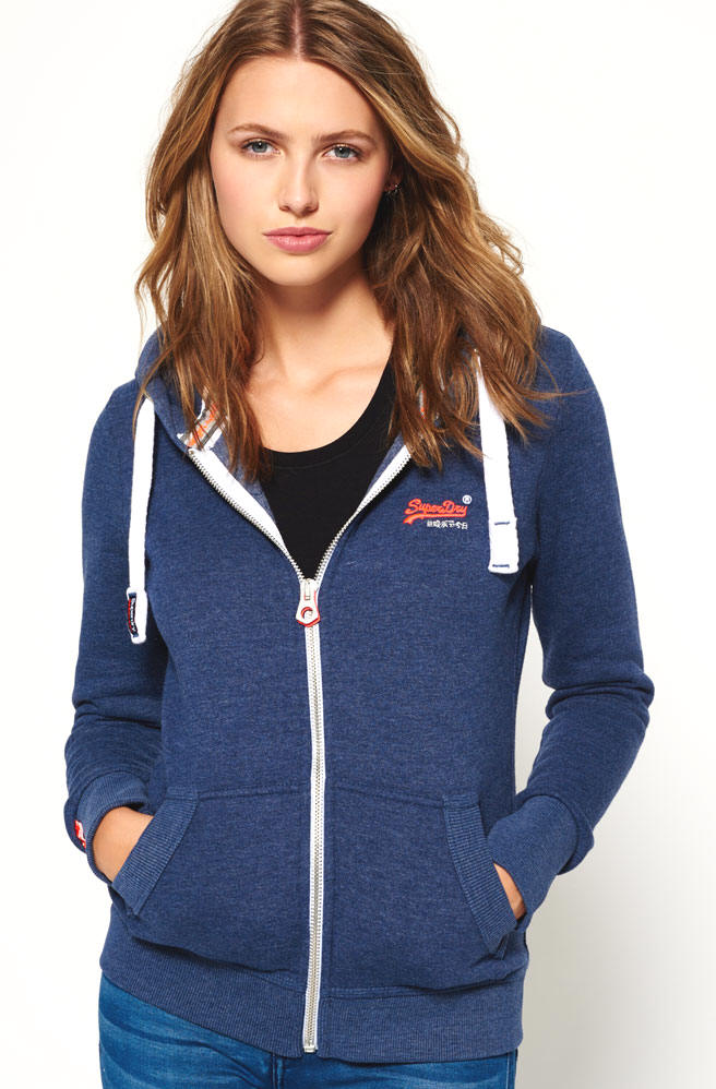 Superdry Women's Orange Label Primary Zip Hoodie - Princeton Blue Marl- Red  Rae Town & Country