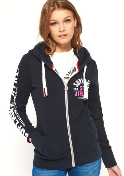 Superdry Women's Track & Field Zip Hoodie - Eclipse Navy - Red Rae Town ...