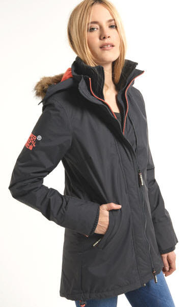 baseren ethiek Matroos Superdry Ladies Pop Zip Parka - Charcoal Grey - Coral Pink - Red Rae Town &  Country