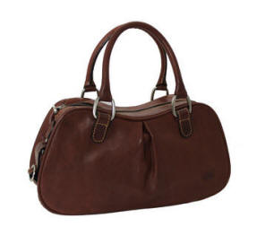 Tony Perotti Italian leather grab handbag with detachable shoulder strap- TP-8812G/BRN - Brown
